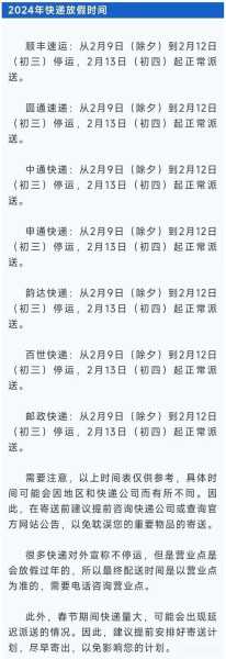 2022快递恢复时间一览表查询（2024年后快递恢复时间）