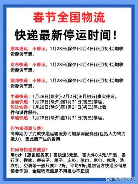 快递什么时候停运2022春节（顺丰快递几号停运2020）