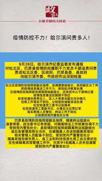 哈尔滨多人疫情防控不力被追责(哈尔滨疫情)