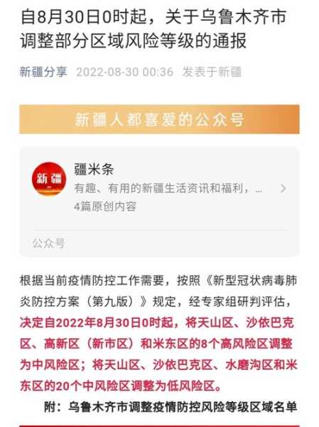 乌鲁木齐目前疫情风险等级，乌鲁木齐风险等级最新
